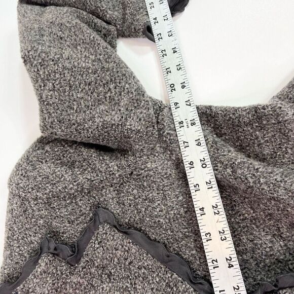 Armani Collezioni Jacket Womens 10 Gray Black Wool Alpaca Tweed Ruffle Academia - Picture 4 of 11